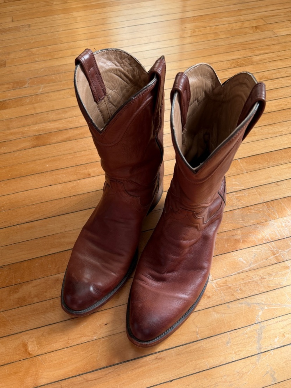 TECOVAS The Earl Roper Western Pull On Boots Scotch Brown Goat Leather Sz. 10.5D